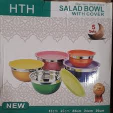 لگن ۵پارچه  استیل مدل درب رنگی HTH